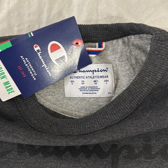 Champion Powerblend Script Logo Grey Sweatshirt size Small - Picture 5 of 7